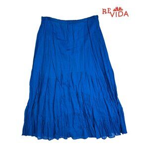 Vintage New Direction Blue Wavy Tiered Maxi Skirt